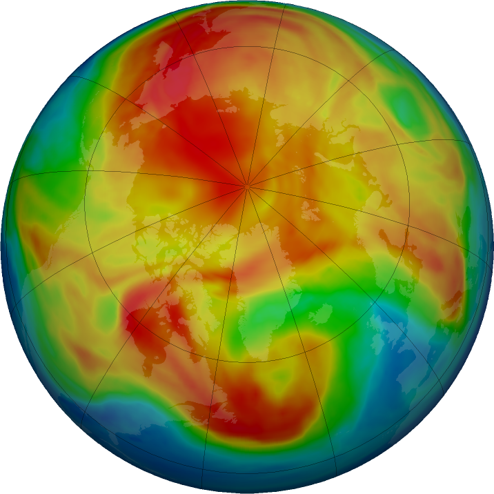 Arctic ozone map for 12 February 2019